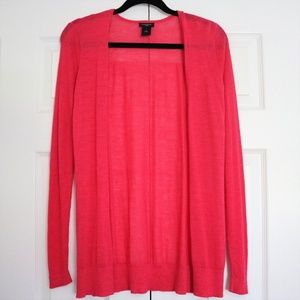 Ann Taylor Open Shirttail Hot Pink Cardigan Small